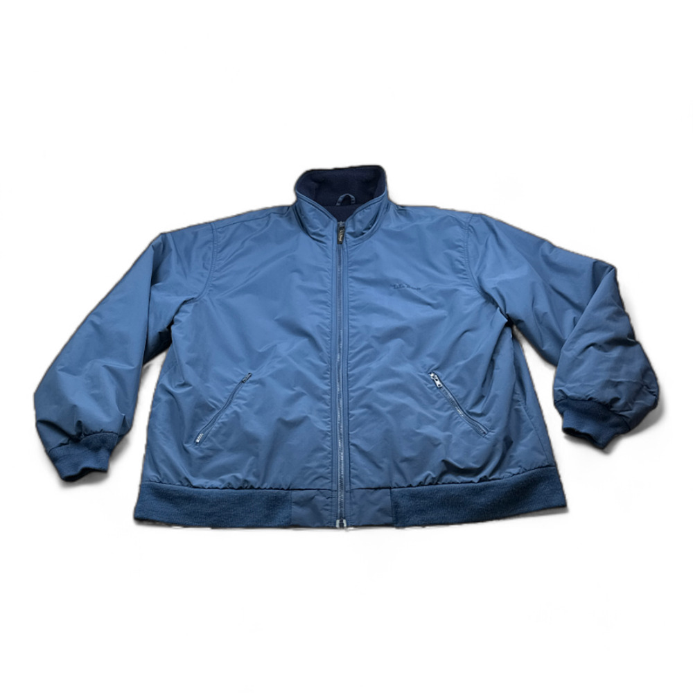 Vintage LL Bean Jacket Adult 2XL XXL Blue Fleece Lined Heavyweight Coat Zip 90s